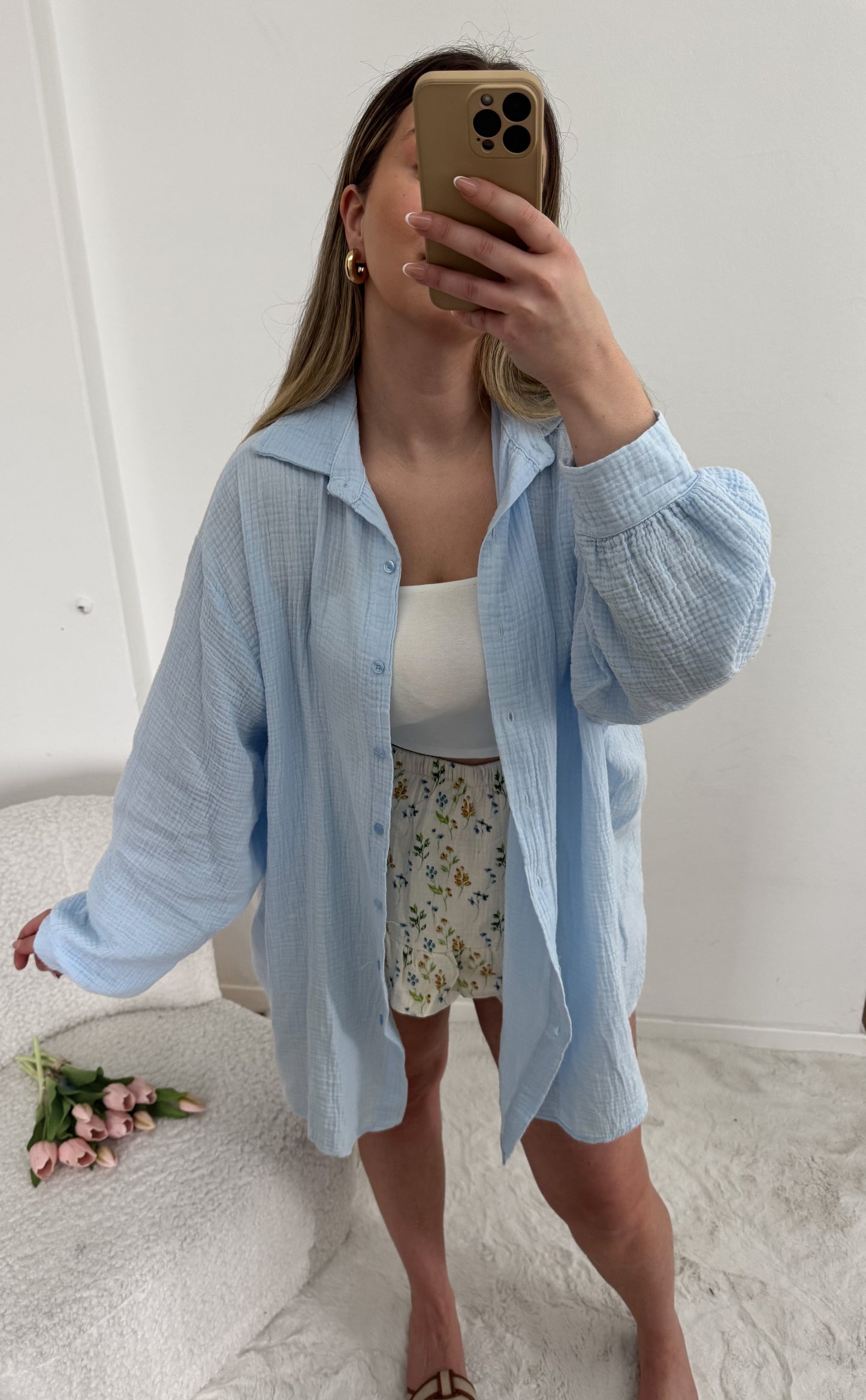 Musselin Bluse lang
