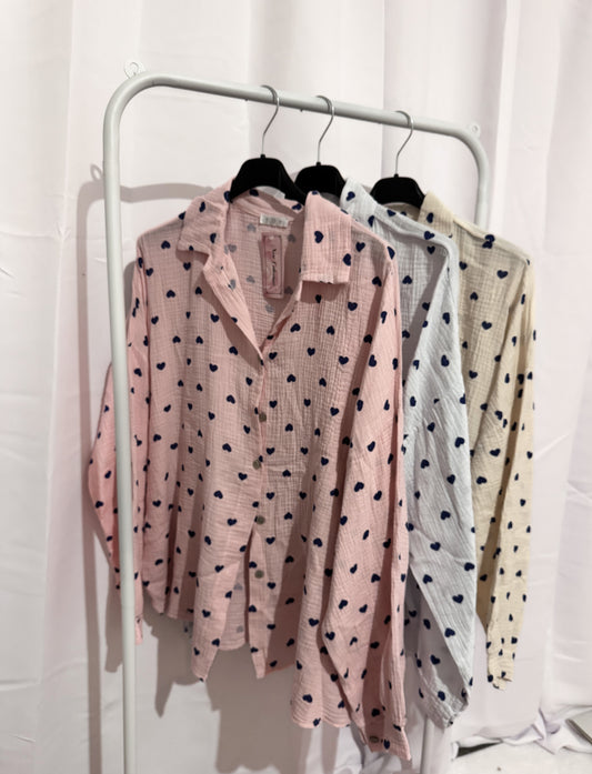 Musselin Bluse Herzchen