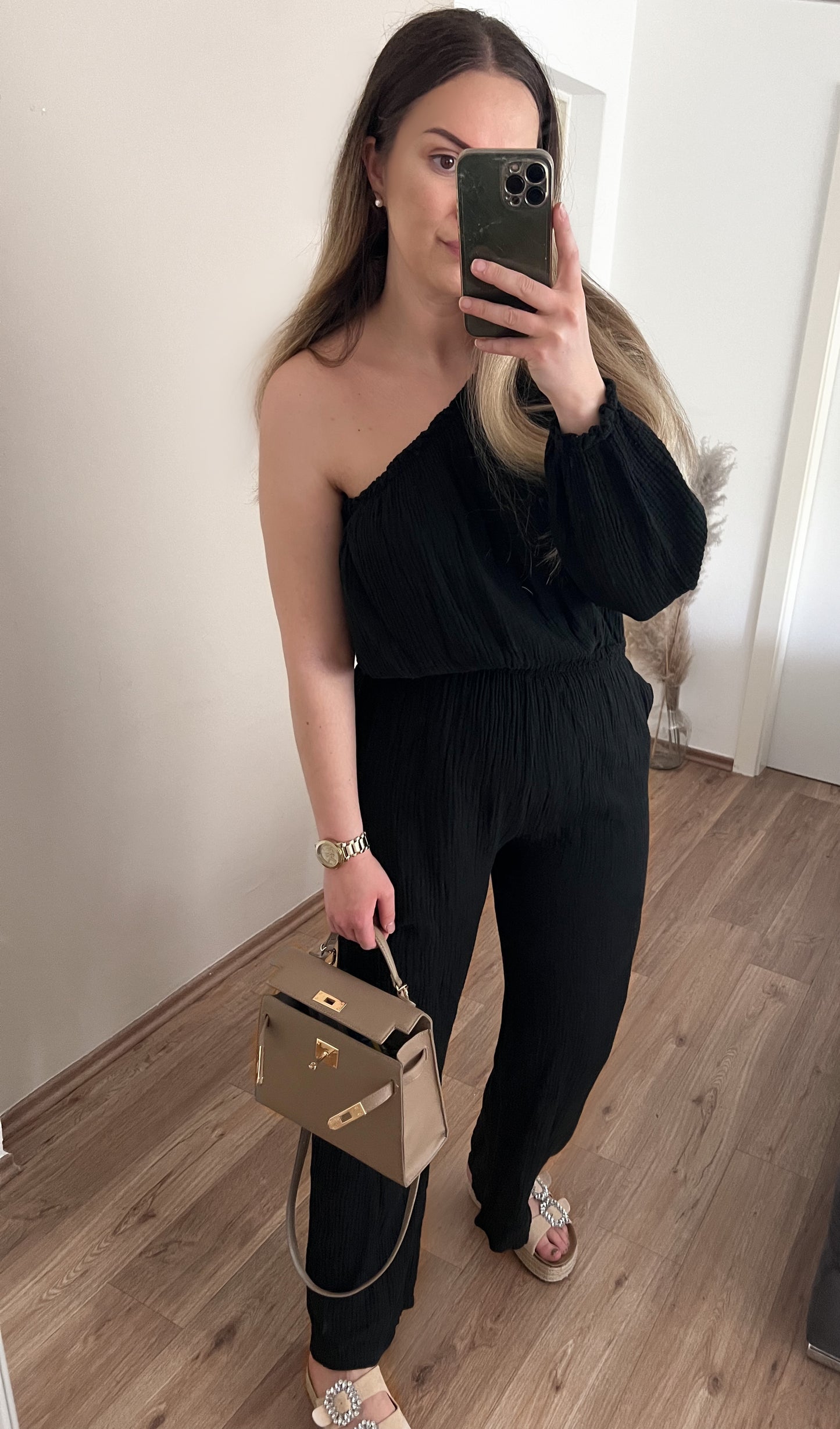 Oneshoulder Musselin Jumpsuit